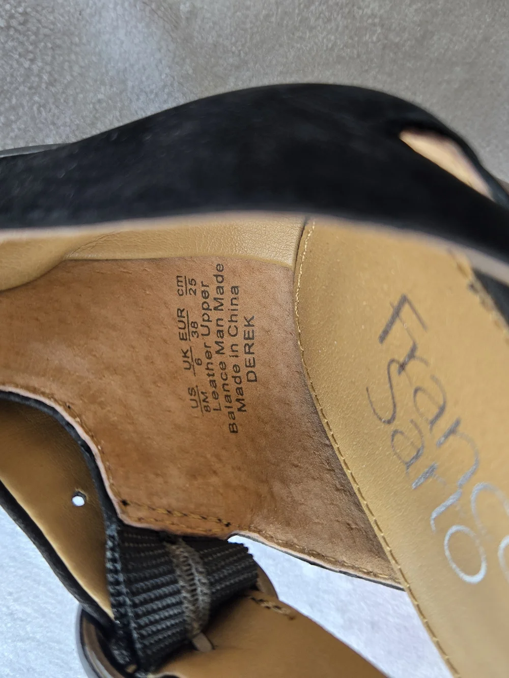 Franco Sarto Black Ankle-Strap Women's Sandals - Size 8